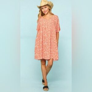 H by Hayden Los Angeles • Orange Floral Loose Shift Dress • Size 2X • EUC